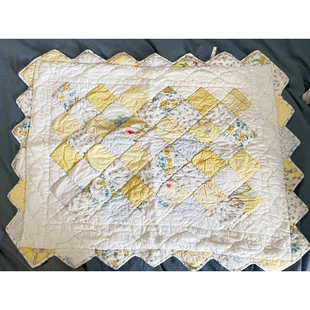 Victorian Heart Shabby Chic XLG Quilted Yellow Pillow Sham